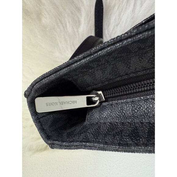 Michael Kors Jet Set Travel Large Messenger Bag Logo-Print Canvas Black/Silver - Picture 15 of 16